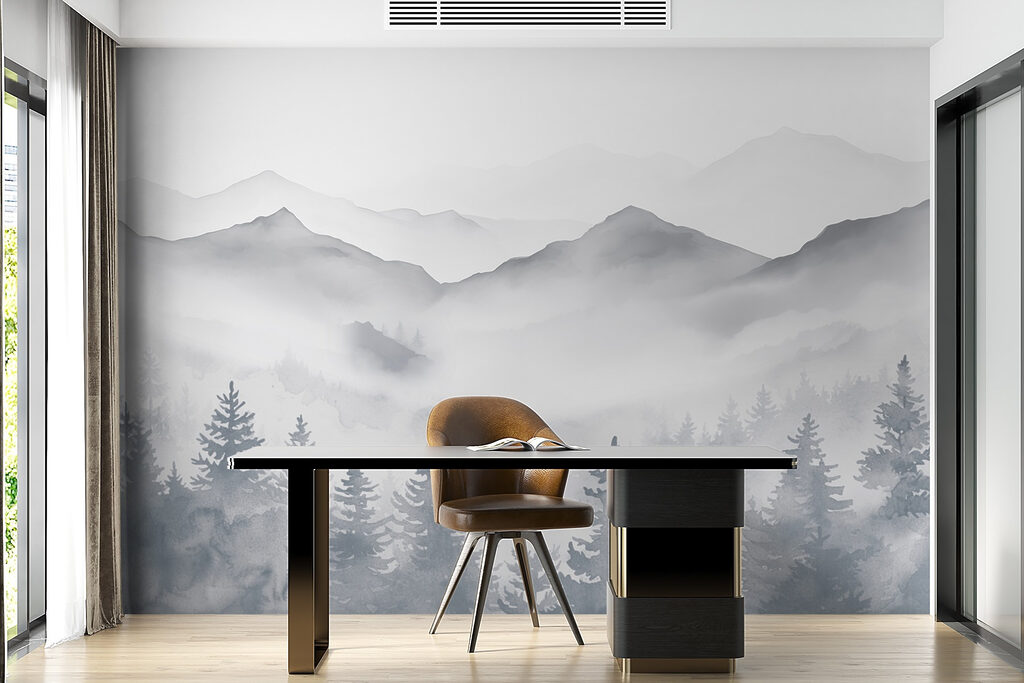 Landscape of mountains and trees Landscape of mountains and trees