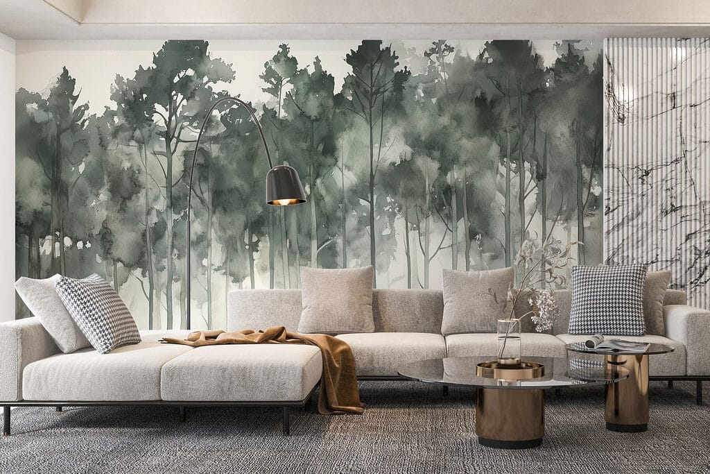 Group of trees in fog Group of trees in fog