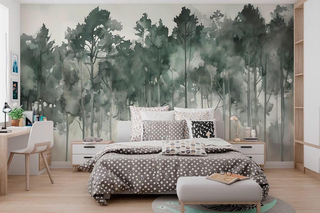 Group of trees in fog Group of trees in fog