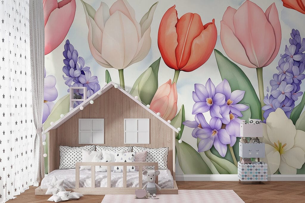 Group of flowers with leaves