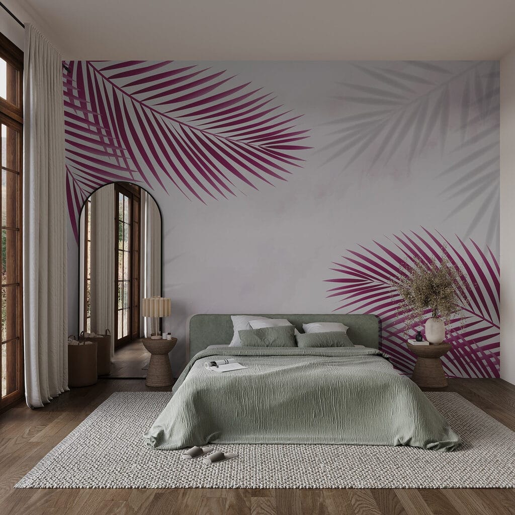 Purple leaves on a white background