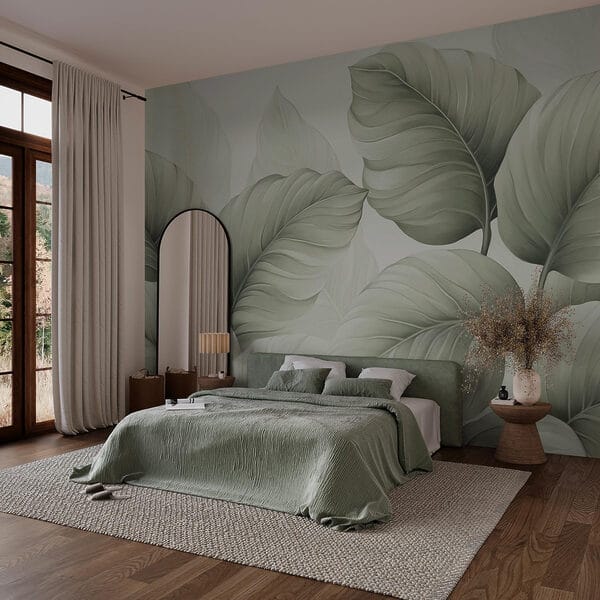 Λεπτά πράσινα φύλλα σε αρμονία Ταπετσαρίες Λεπτά πράσινα φύλλα σε αρμονία