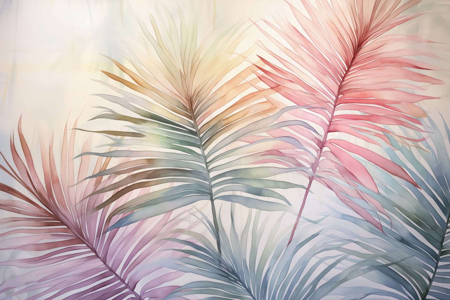 Soft hues of delicate palm leaves