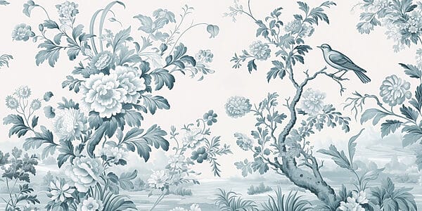 Wallpaper with flowers and trees
