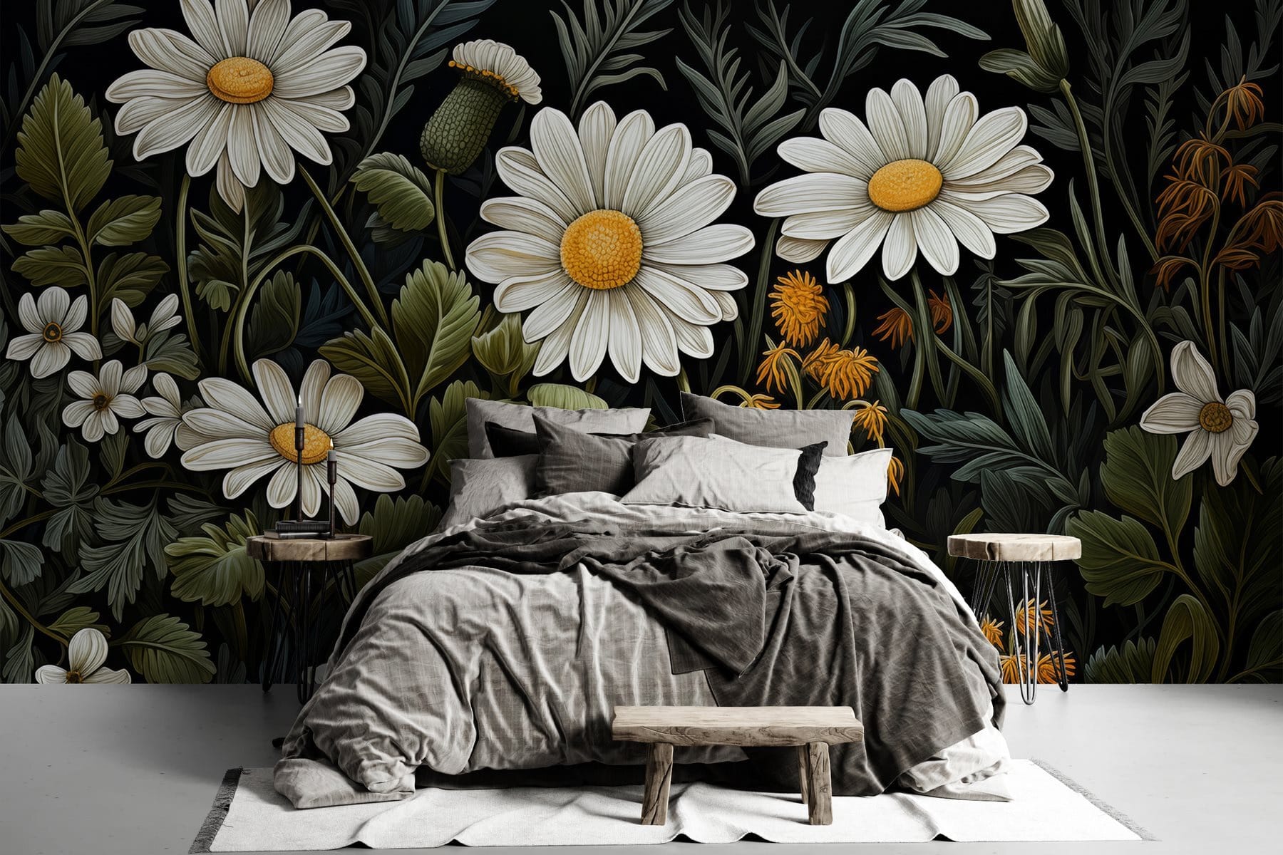 Painting of flowers and leaves