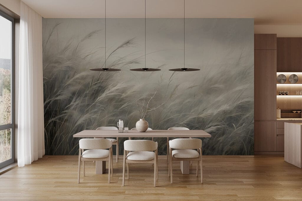 Field of grass with white clouds