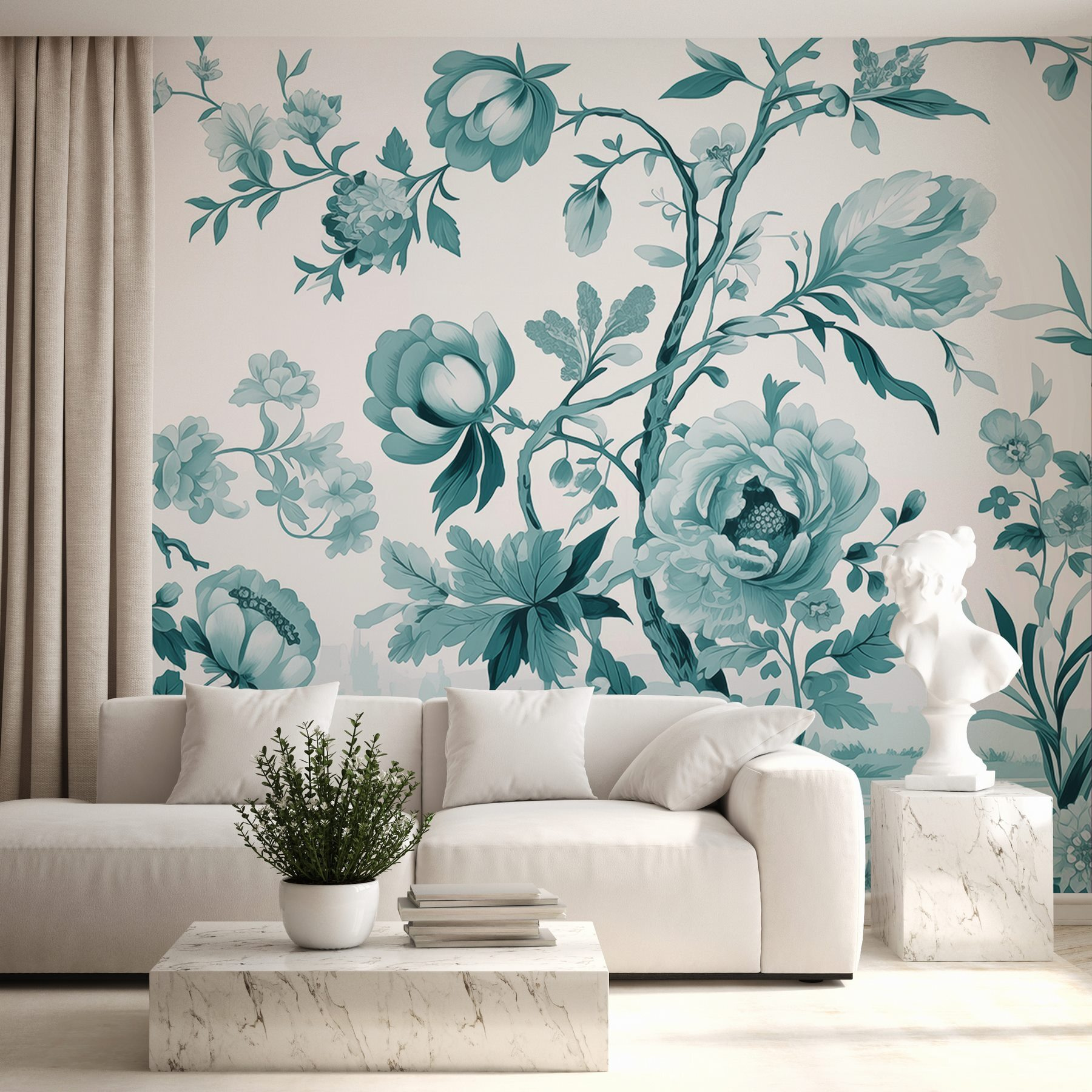 Bird on a tree branch with flowers