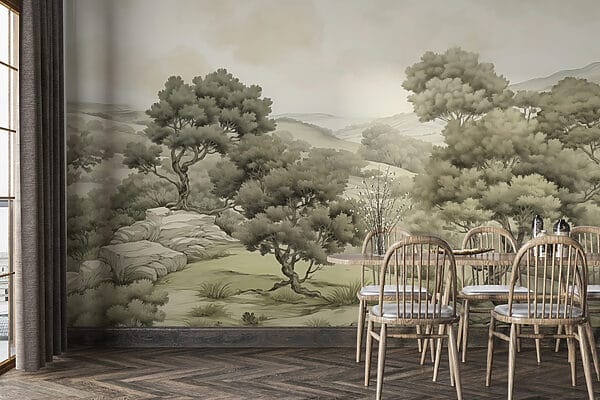 Landscape with trees and rocks