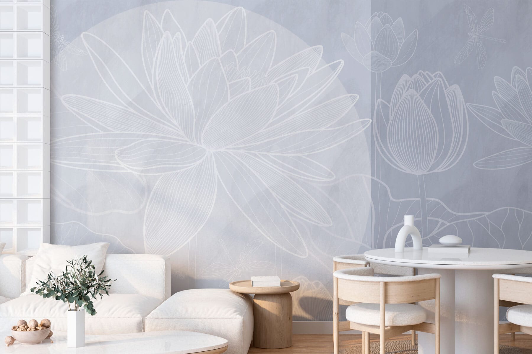 White flower drawing on a grey background