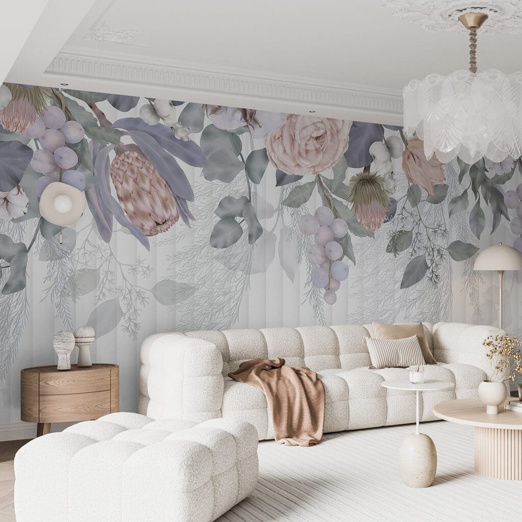 Flower arrangement with soft pastel tones