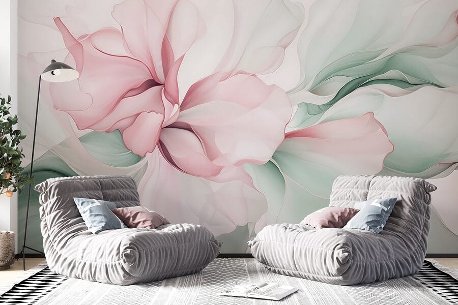 Λεπτή παστέλ floral αφαίρεση