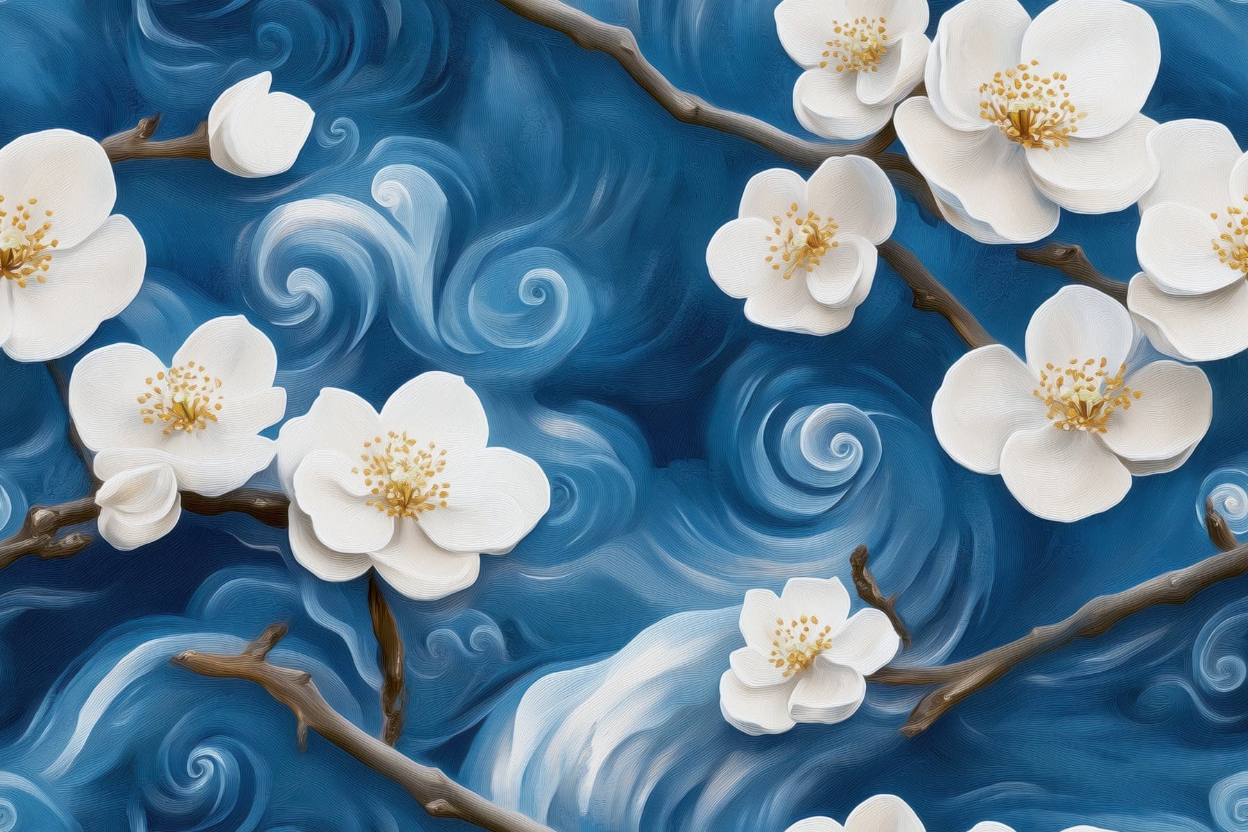 Delicate blooms dancing on blue waves