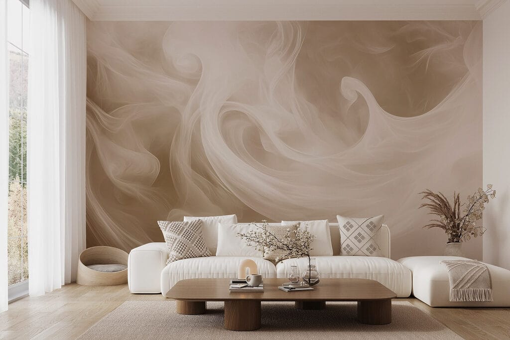 White smoke in a light brown background