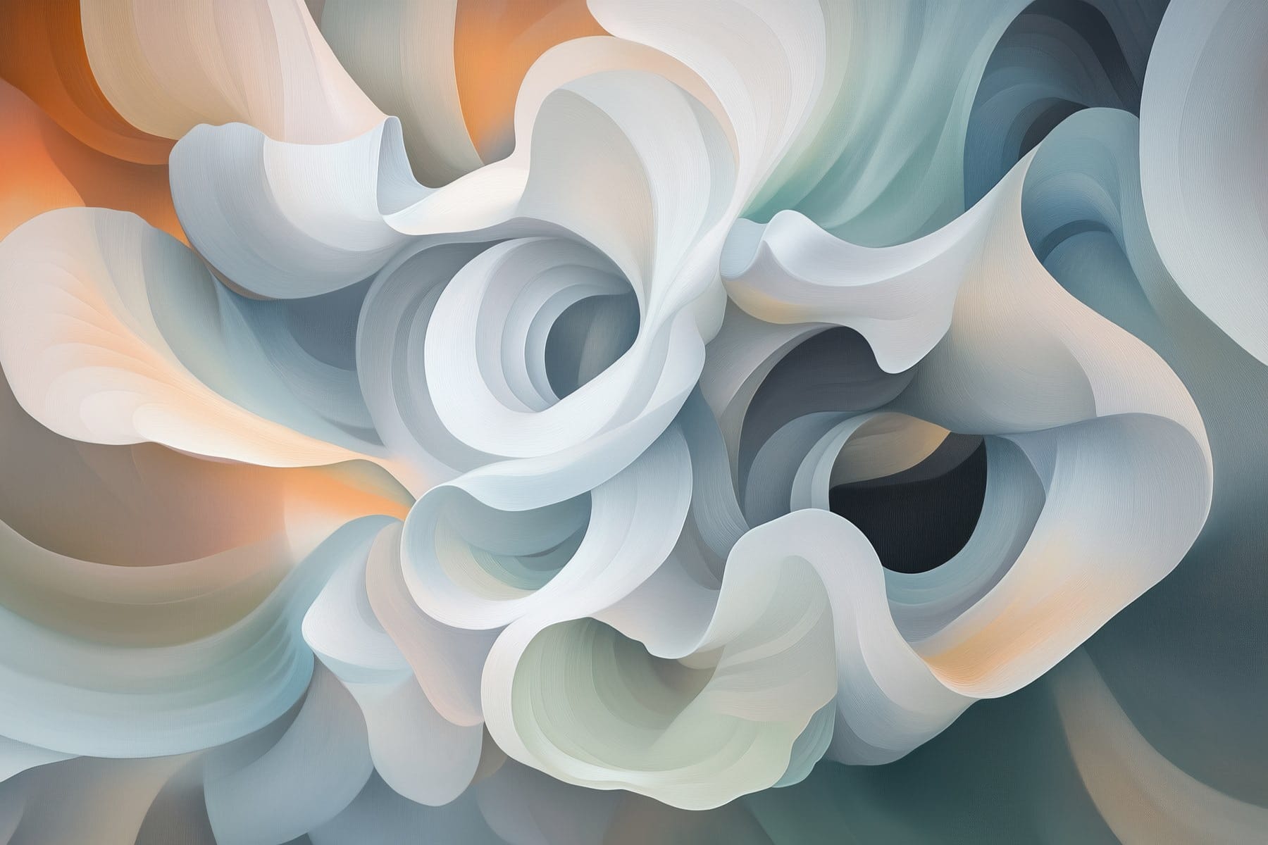 Flowing forms of soft pastel hues