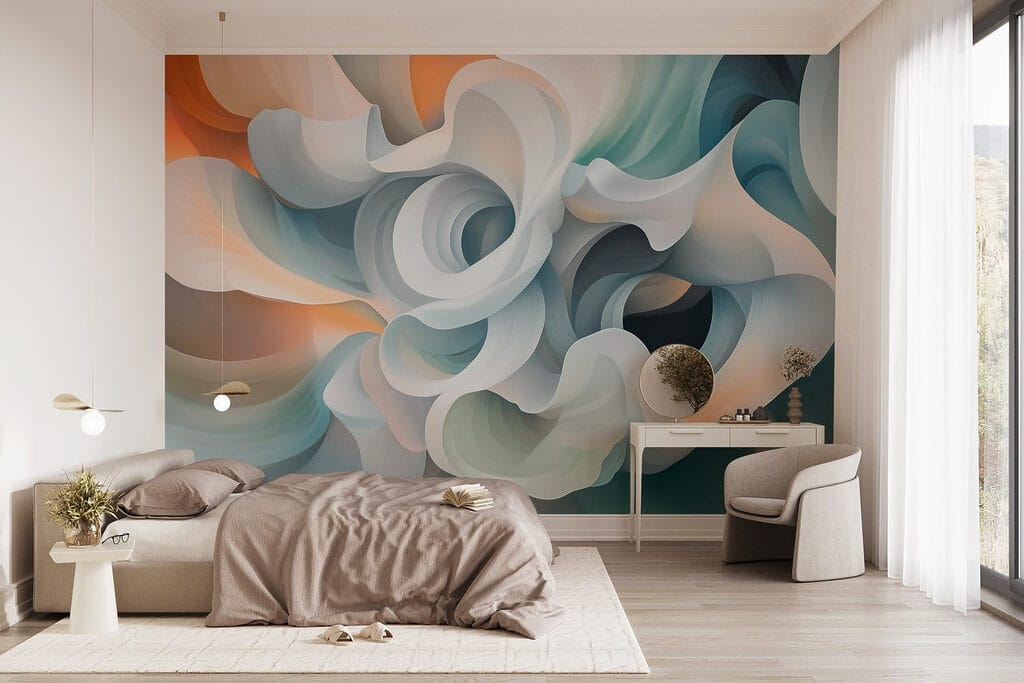 Flowing forms of soft pastel hues