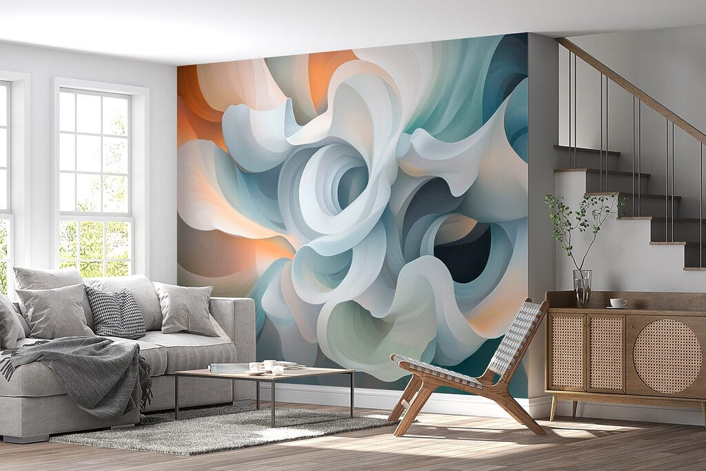 Flowing forms of soft pastel hues