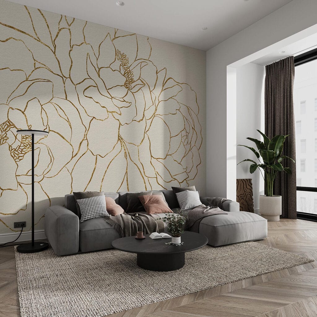 Drawing of flowers on a white surface Drawing of flowers on a white surface