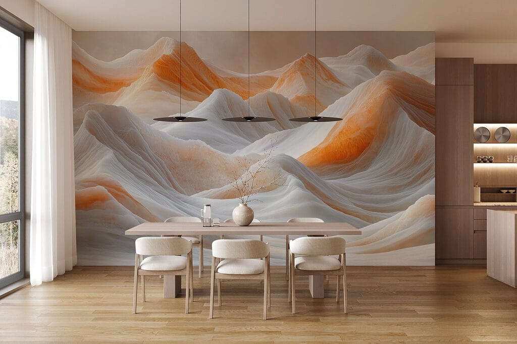 Snow covered mountains with a cloudy sky