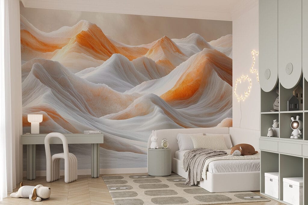 Snow covered mountains with a cloudy sky