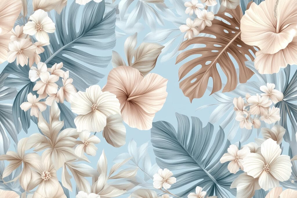 Floral μοτίβο με λευκά και καφέ λουλούδια Floral μοτίβο με λευκά και καφέ λουλούδια