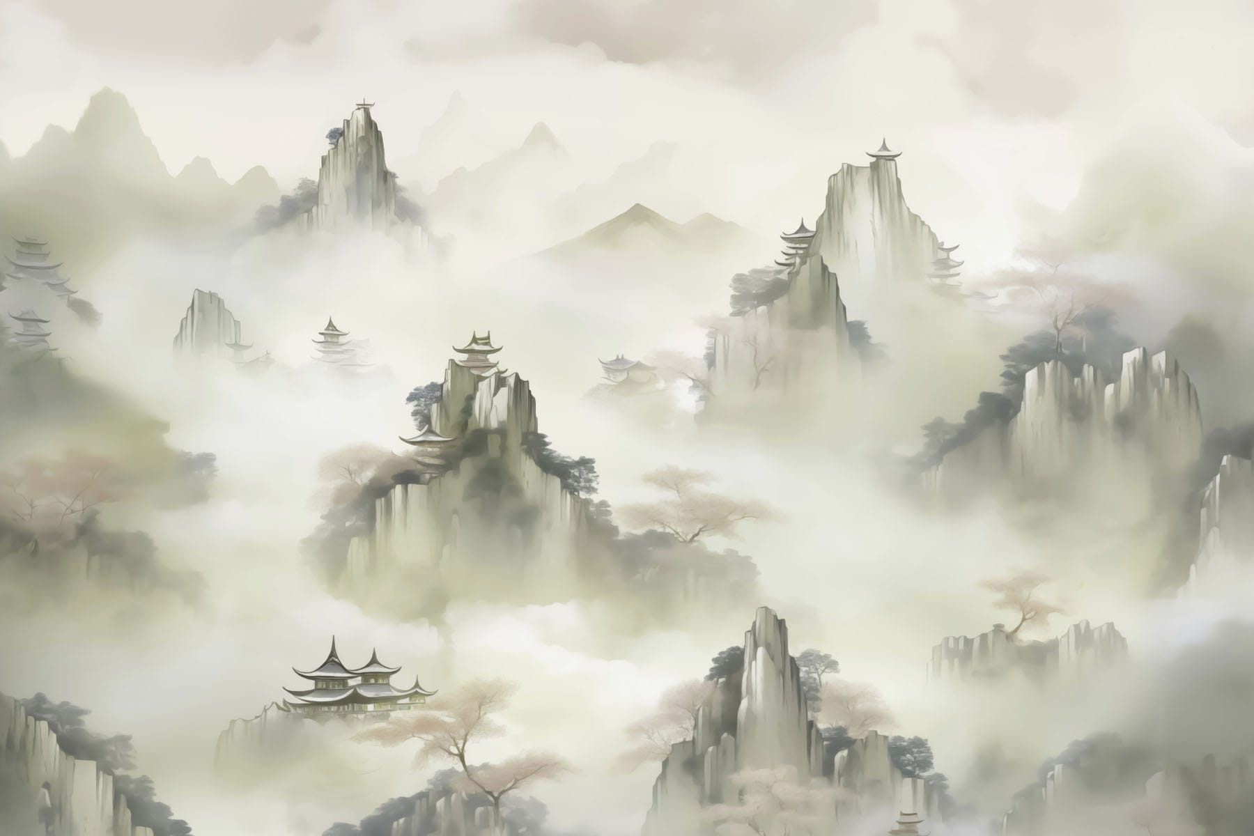 Landscape with mountains and trees