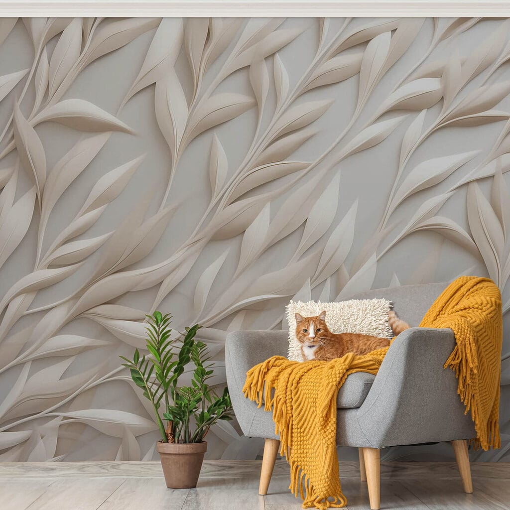 White leaves on a white surface