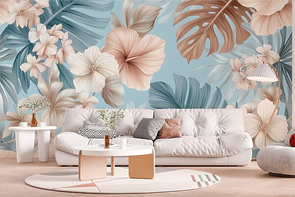 Floral μοτίβο με λευκά και καφέ λουλούδια Floral μοτίβο με λευκά και καφέ λουλούδια