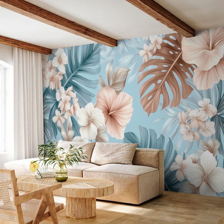 Floral μοτίβο με λευκά και καφέ λουλούδια Floral μοτίβο με λευκά και καφέ λουλούδια