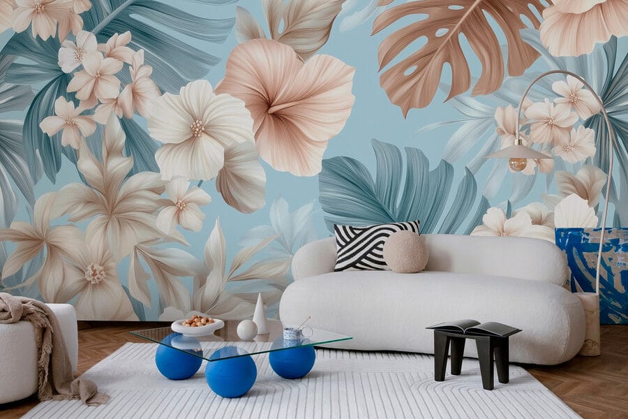 Floral μοτίβο με λευκά και καφέ λουλούδια Floral μοτίβο με λευκά και καφέ λουλούδια