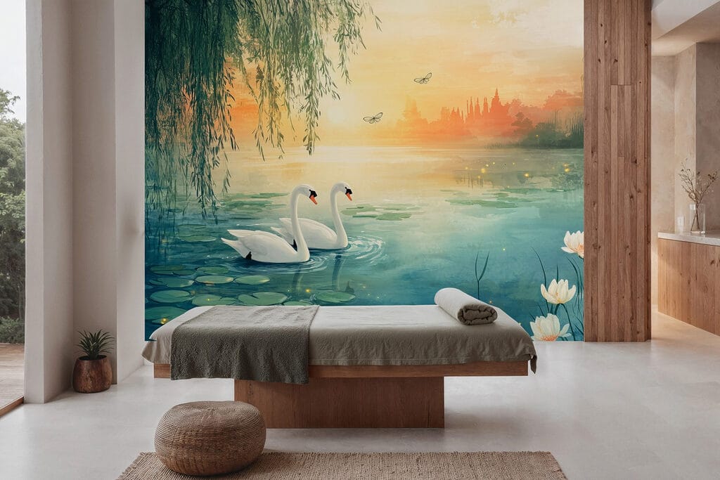 Two swans in a lake