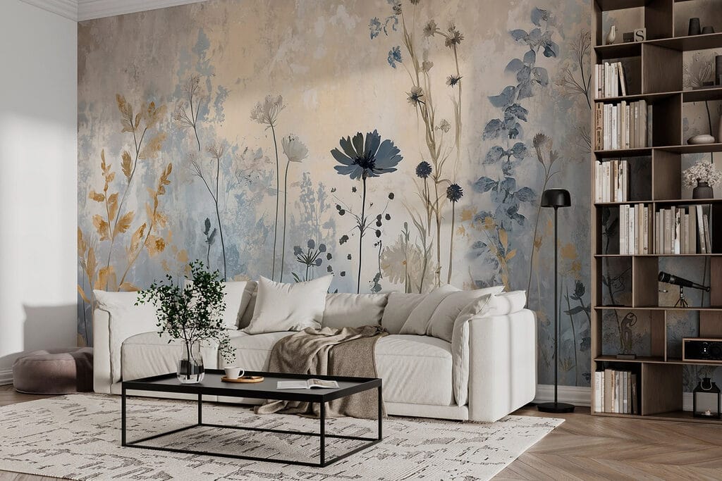 Painting of flowers on a wall