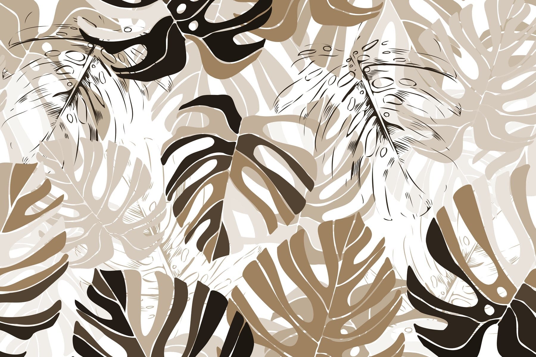 Pattern of leaves on a white background