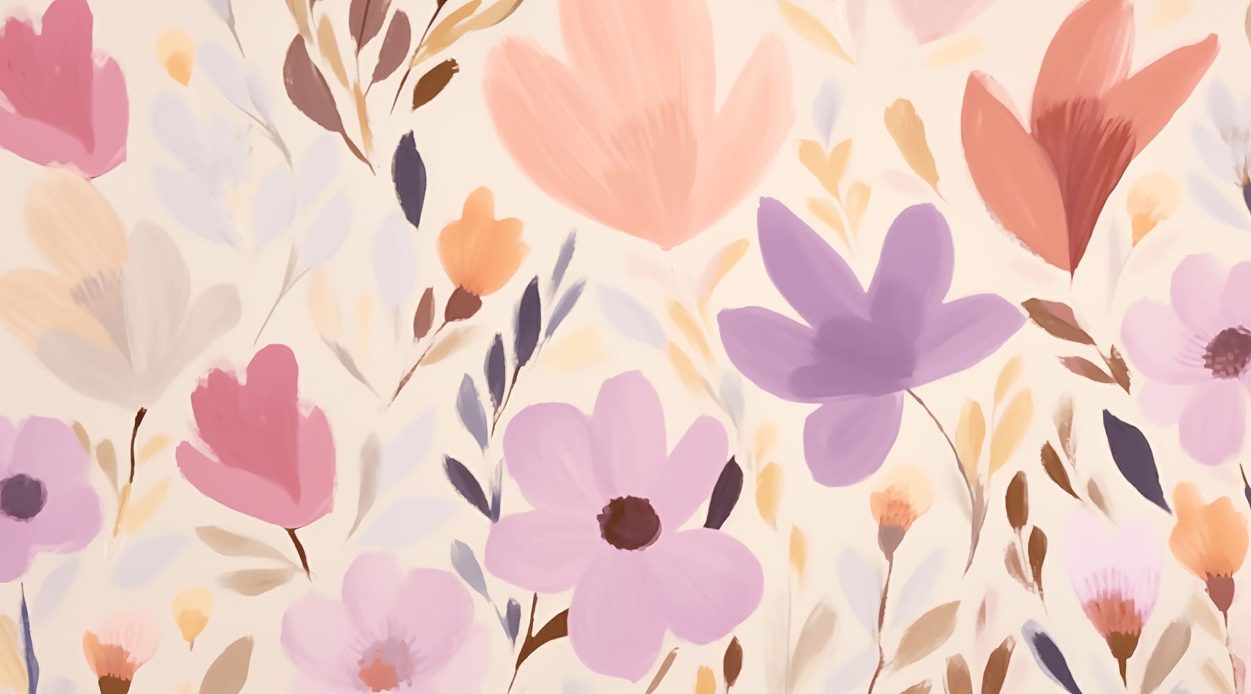 Painting of flowers and leaves