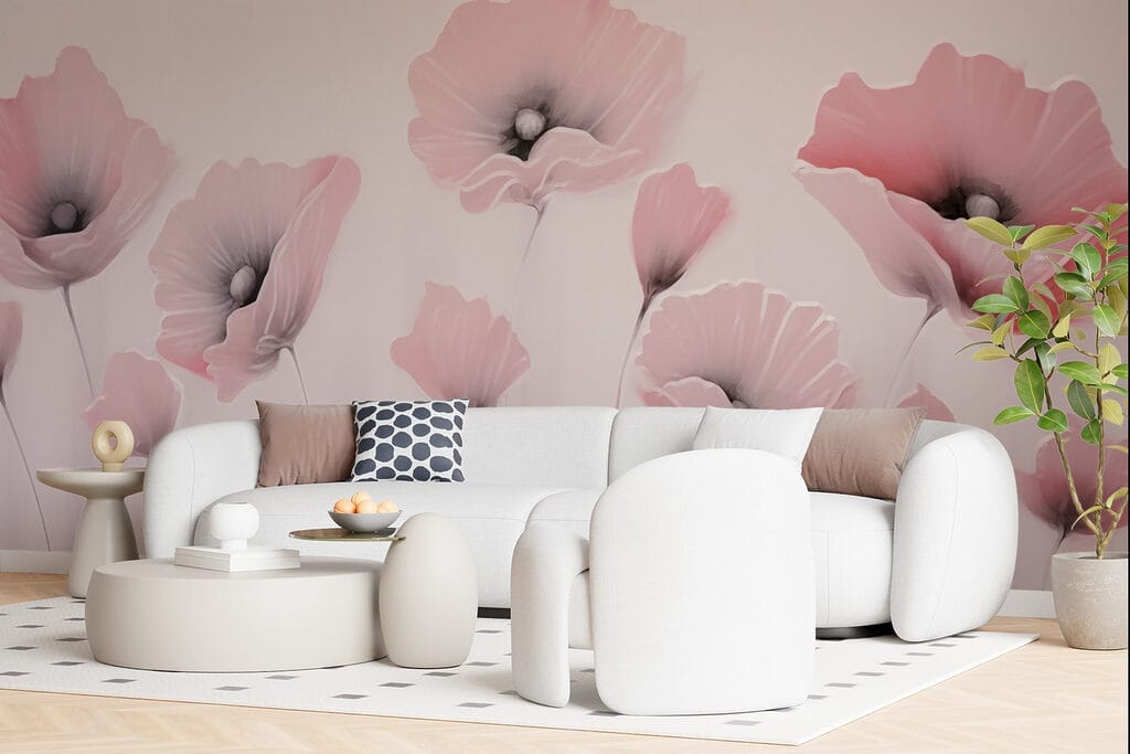 Painting of flowers on a wall