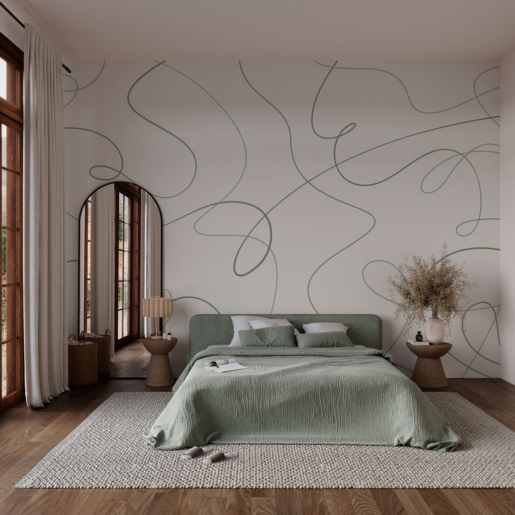 Green lines on a white background