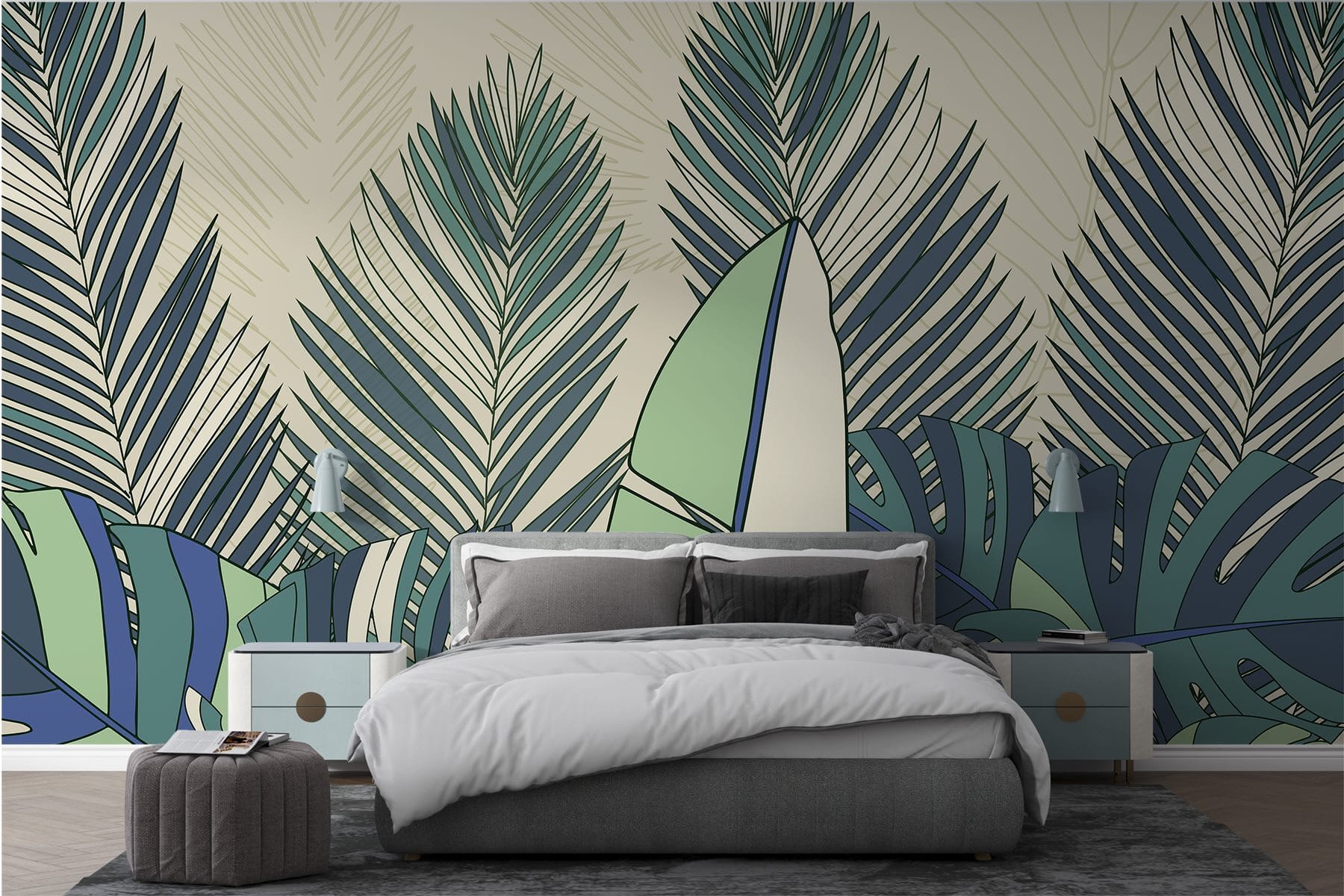 Lush greenery in abstract design