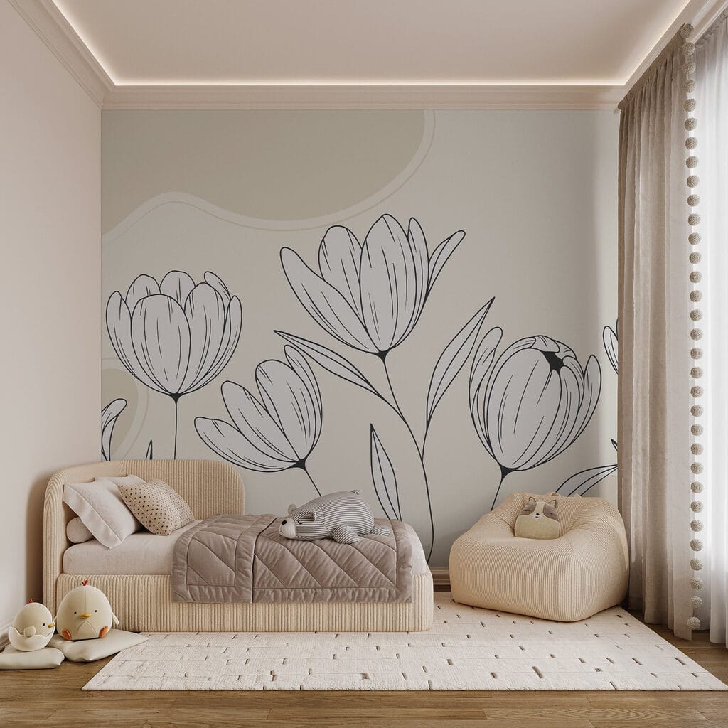 Line drawing of flowers