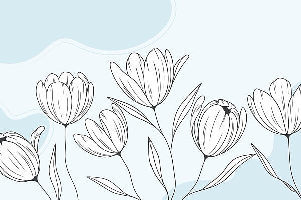 Line drawing of flowers