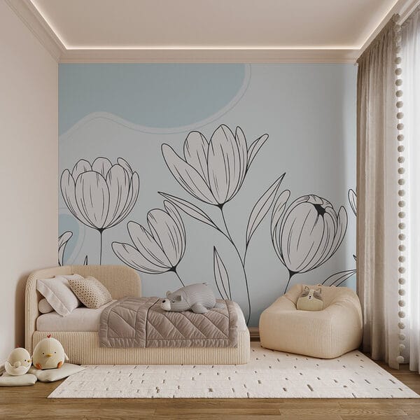 Line drawing of flowers