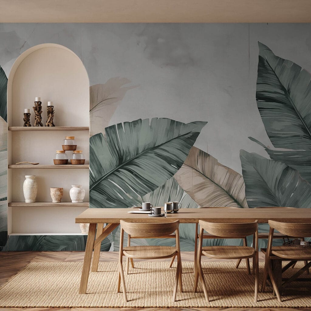 Serene leaves in soft pastel tones