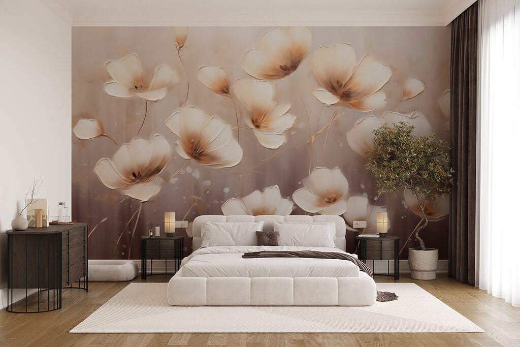 Painting of flowers on a white background