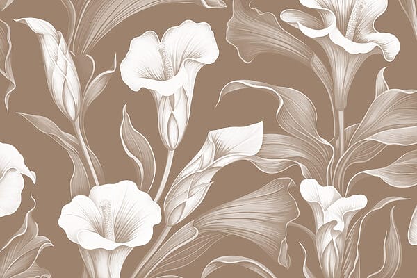 Delicate floral design on brown background