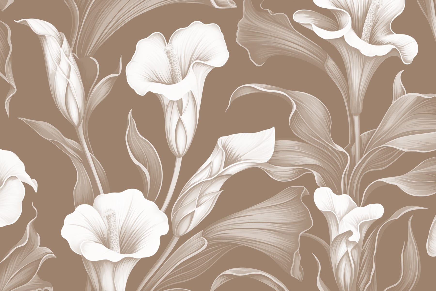 Delicate floral design on brown background