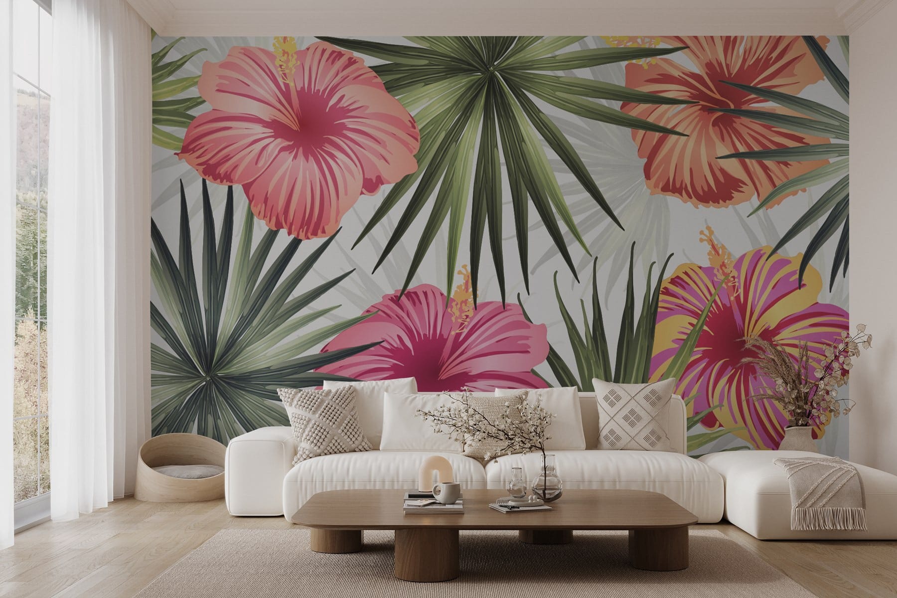 Floral Vibrance in Tropical Greens