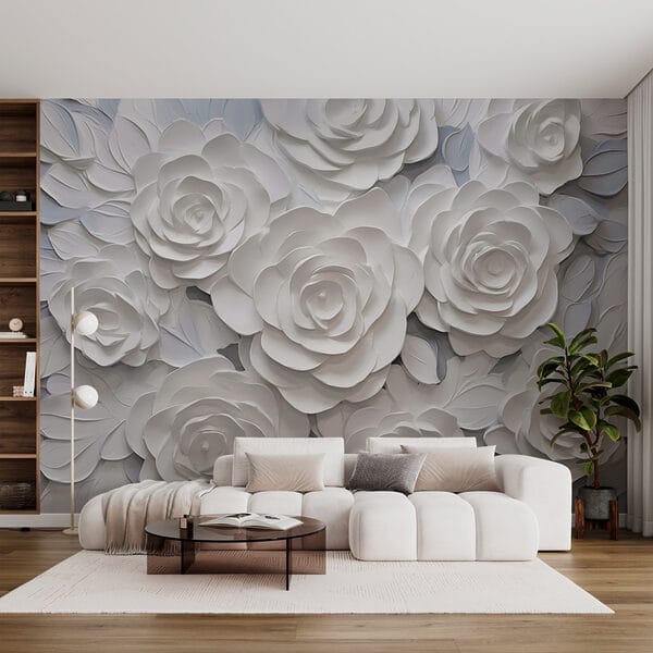 Ταπετσαρίες Ταπετσαρίες Ομάδα λευκών χάρτινων λουλουδιών (Κωδικός προϊόντος: w03070)