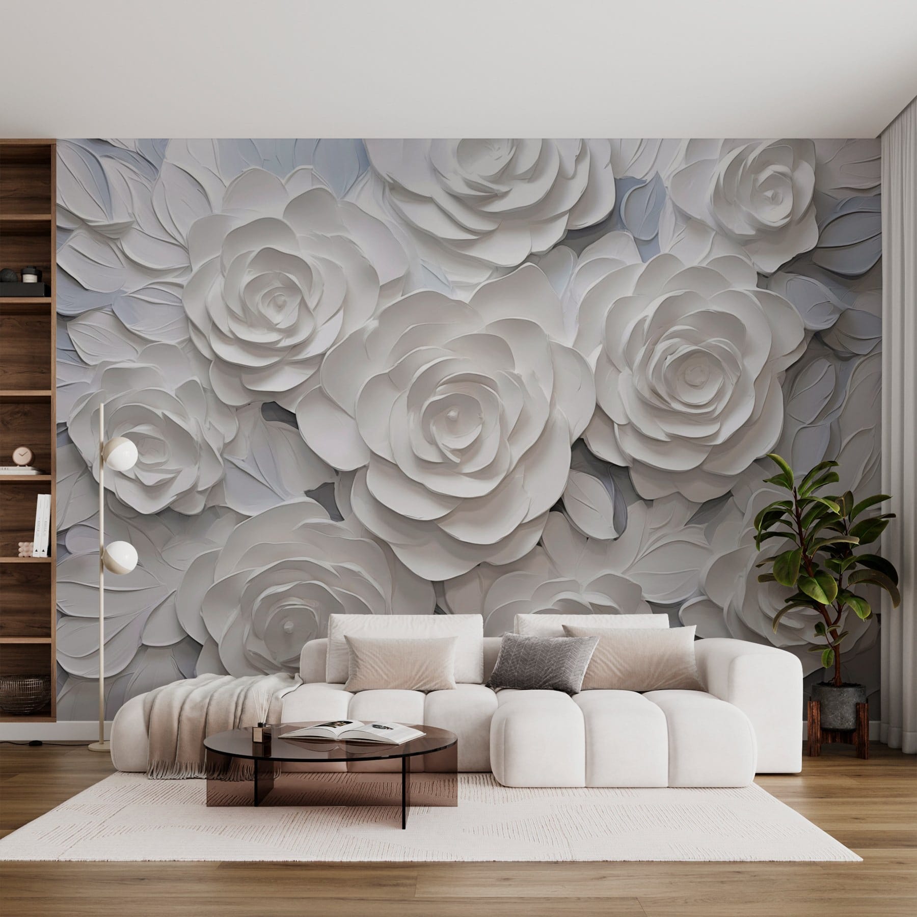 Group of white paper flowers