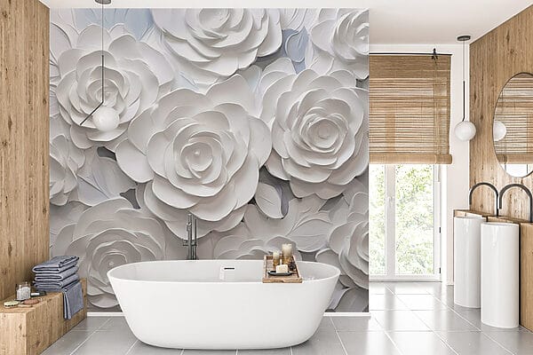 Group of white paper flowers