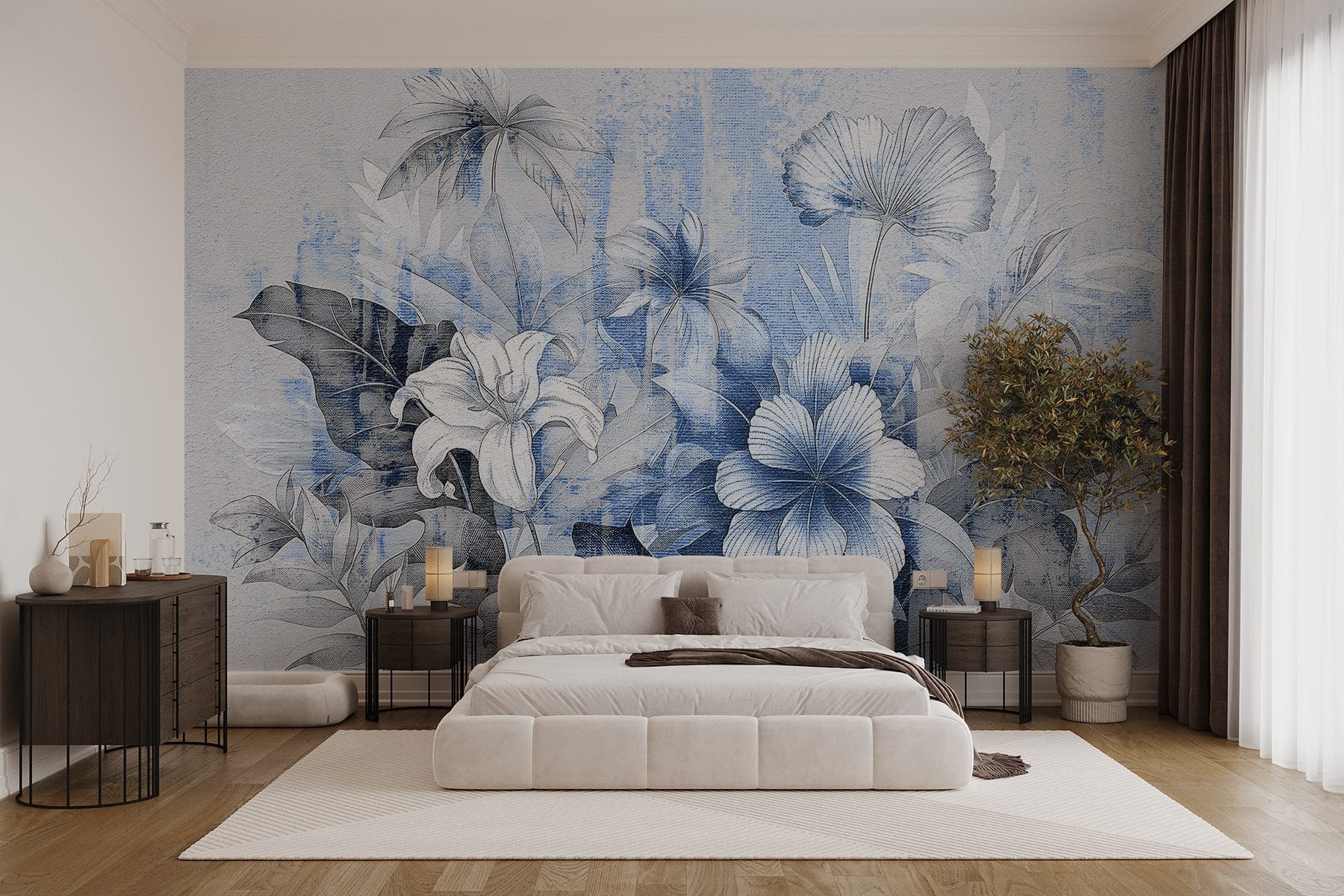 Delicate blooms in soft blue hues