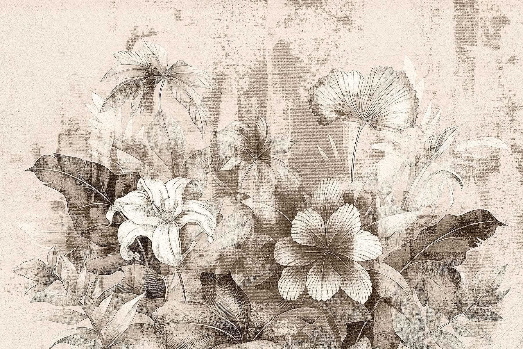 Delicate floral sketch in soft tones