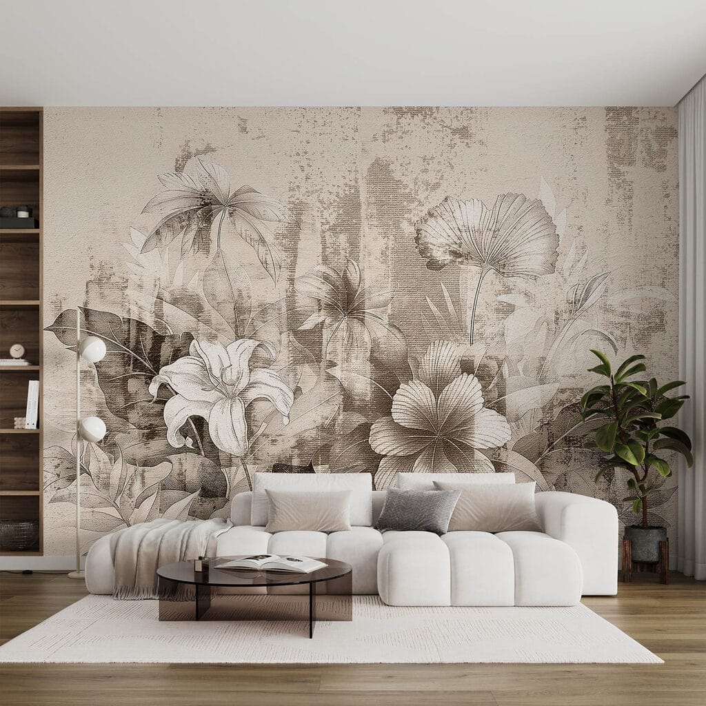 Delicate floral sketch in soft tones